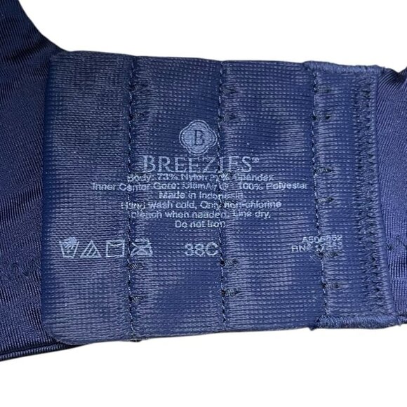 Breezies Womens Everyday Underwire Bra Size 38C Navy Blue No Padding - Picture 4 of 7